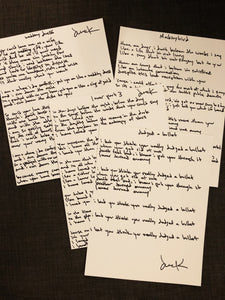 Handwritten Lyric Sheet - Caedmon’s Call